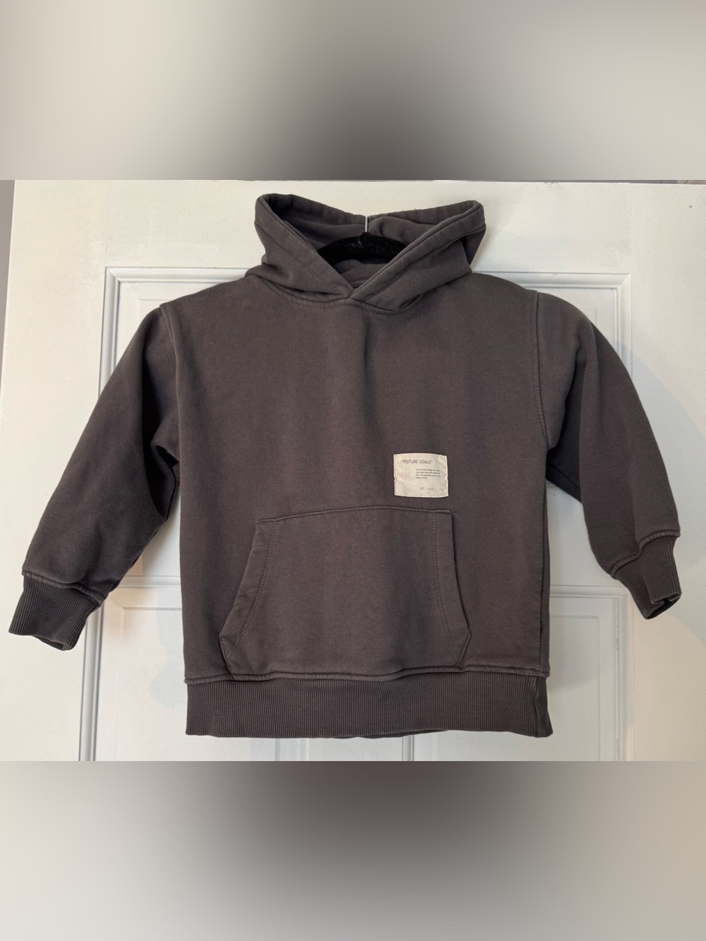 Zara Kids' Hooded Sweatshirt in Charcoal with Patch Detail